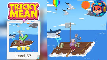 Tricky Mean – Level 57 run from the shark Guide & Answers | Mobile Gameplay Walkthrough