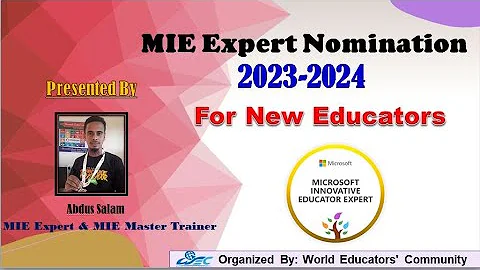 MIE Expert Nomination for New Educators 2023-2024