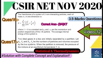 12. Statistical Mechanics-2 Solutions | CSIR NET NOV 2020| Section-B: 3.5-Marks| Complete Solution