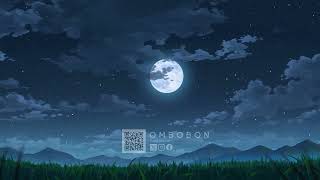 Loop Anime landscape background mountain and starry sky scenery with moon