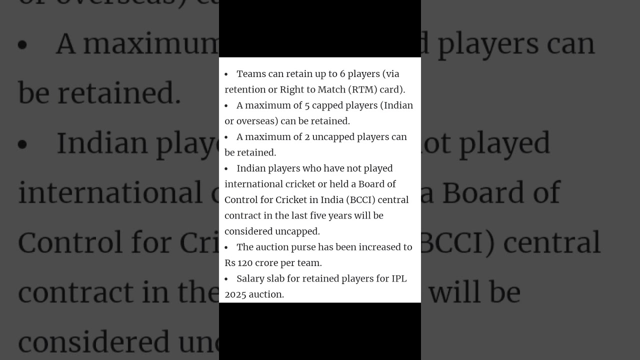 2025 mega auction rules||IPL||