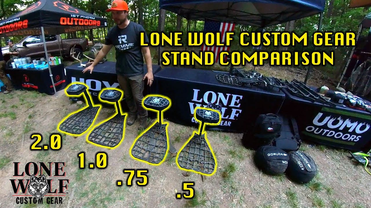 LONE WOLF CUSTOM GEAR STAND COMPARISON 2.0 1.0 .75 & .5 HANGON STAND