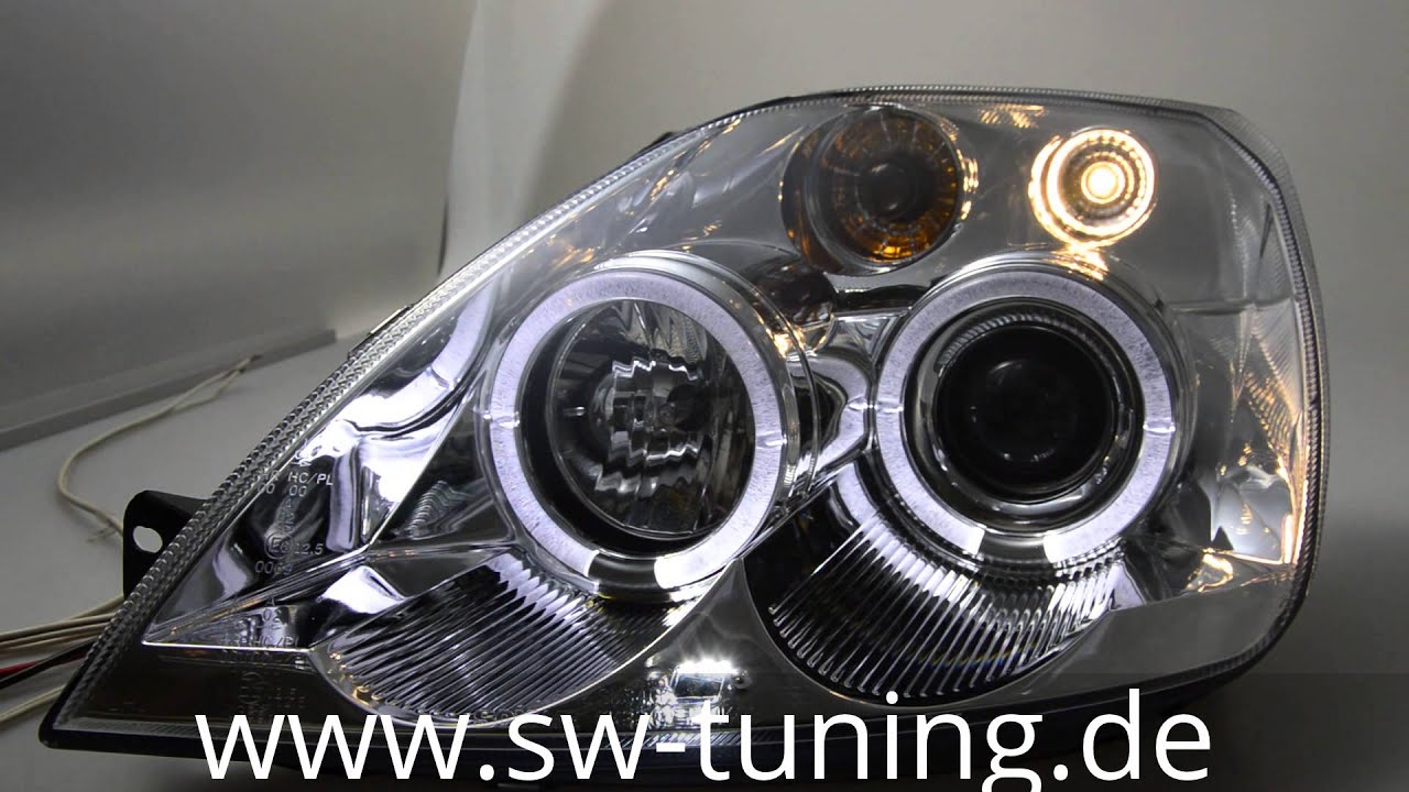 Angel Eye Scheinwerfer Fur Ford Fiesta Mk6 Jh Chrome Sw Tuning Youtube