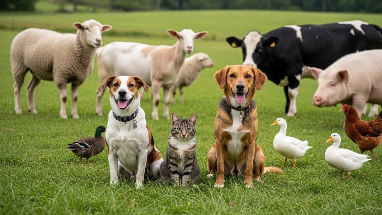 Happy Farm Animals Duckling ,Chicken ,Goat ,Piglet ,Cat ,Sheep ,Bee ,Monkey ,Kitten  Animal Video