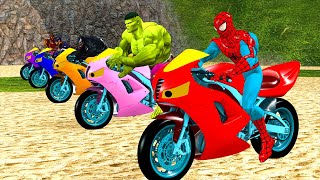 Game 5 Superheroes Pro|Challenge 1spiderman driving a parkour motorbike vs Batman,Ironman,venom,hulk