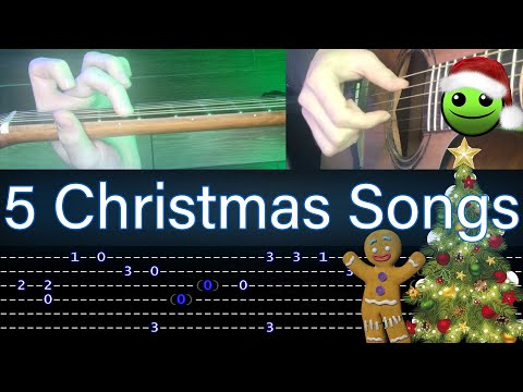 5 Easy Christmas Songs to play Tutorial [TABS] Fingerstyle Guitar