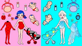 Бумажные Куклы Одеваются - Розовые И Голубые Наряды Беременной Мамы - Barbie Story & Crafts