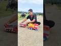 Rc tipper vs crane trailer #youtubeshorts #trendingshorts #toys #red #cranetruck