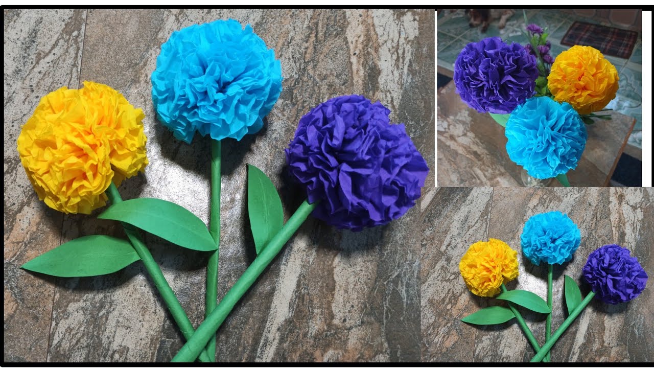 How To Make Round Tissue Paper Flower - DIY Paper Craft - YouTube