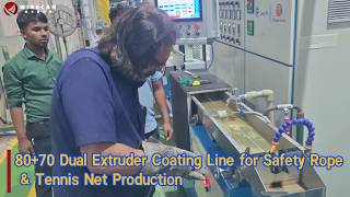 80+70 Dual Extruder Coating Line for Safety Rope & Tennis Net Production