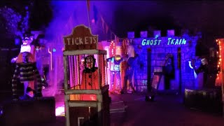 Our Halloween 2023 Yard Display Carnival Circus Horror Theme With Ghost Train & Scary Scarecrows