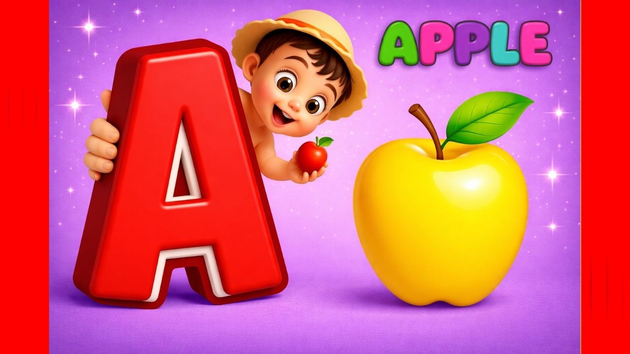 Nursery Rhymes for Kids | ABC Alphabet Phonics Song 🍎 A for Apple 🏀 B ...