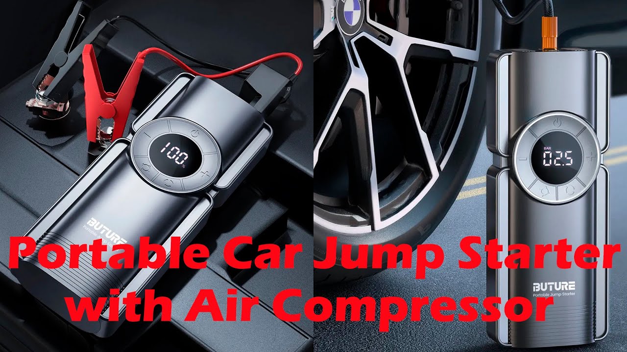 Portable Car Jump Starter with Air Compressor. 