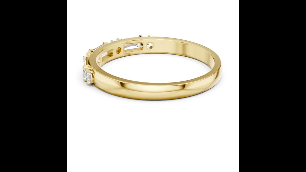 Emerald And Round Diamond Half Eternity Band