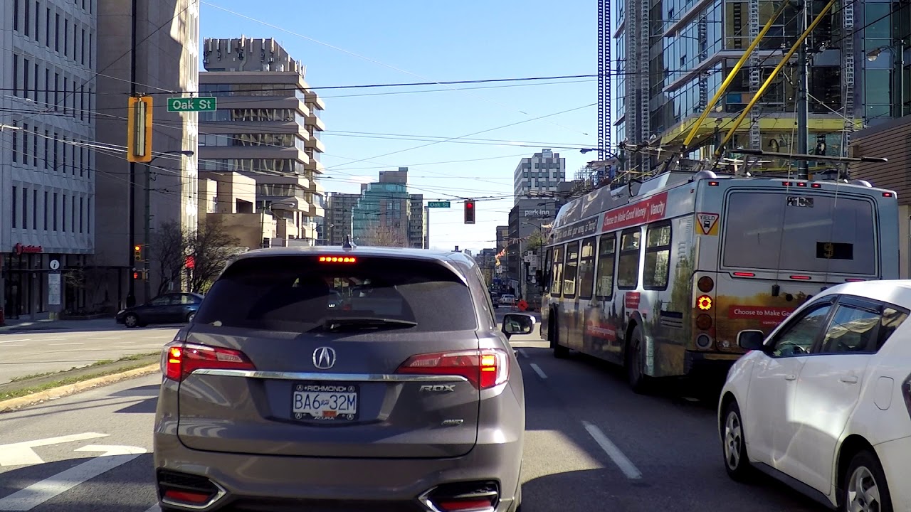 Vancouver Canada BROADWAY - Major Commuting Route in City - Driving ...