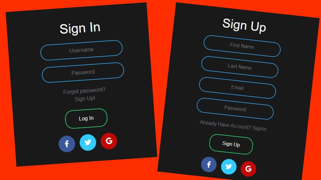 Create Animated Sign In and Sign Up form using Html, CSS & Bootstrap