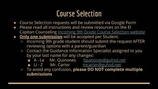 2021-2022 Incoming 9th Grade Course Selection Presentation