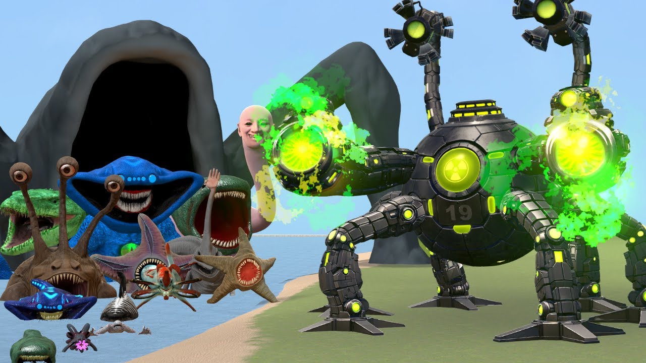 New Radioactive Omnidroid 19 Vs All Sea Monster Creatures In Garry's Mod