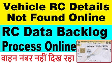 vehicle details not found in vahan | vehicle rc details not found parivahan | rc backlog entry 2025