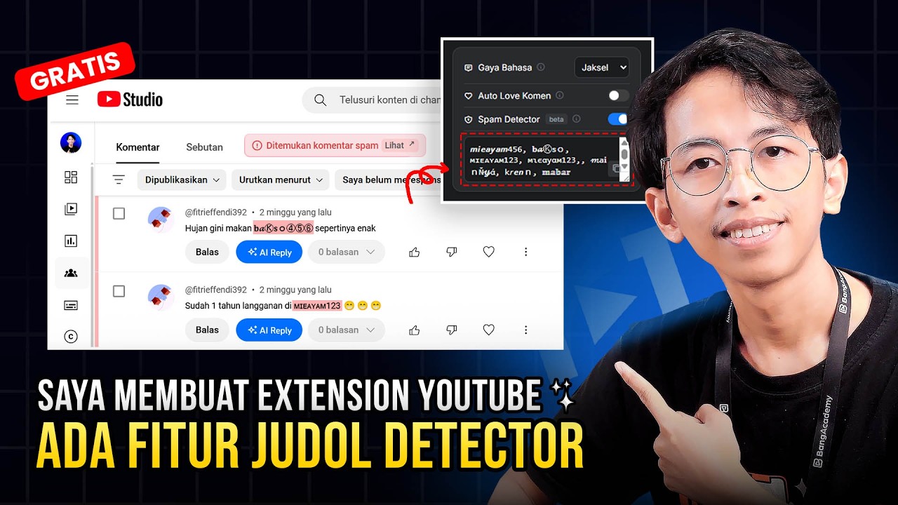 Extension YouTube ini Bisa Detek Komen Judol ⚠️  - YouTube101 AI Assistant