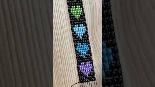 Loom bead weaving with rainbow hearts ❤️