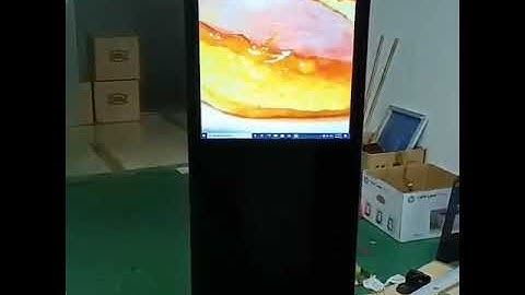 Video of 32 inch floor standing digital signage advertising display with windows O/S,nontouch screen