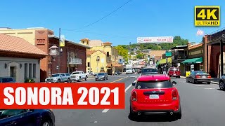 Sonora California Historic Gold Rush, Dining & Antiques Wide Angle Drive -- 4k HDR