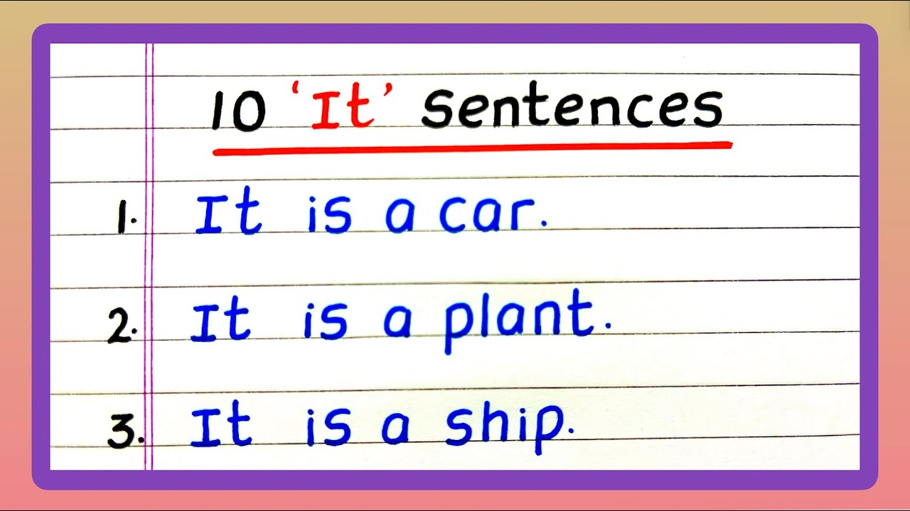 10 It sentences | It Sentences | Sentences using "It" | Updated Video