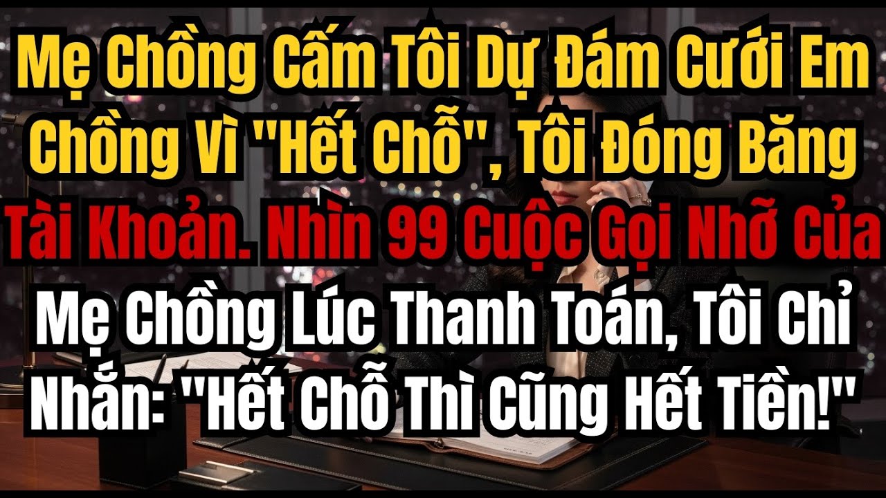Mẹ Chồng Cấm Tôi Dự Đám Cưới Em Chồng Vì Hết Chỗ, Tôi Đóng Băng Tài Khoản  Nhìn 99 Cuộc Gọi Nhỡ Của