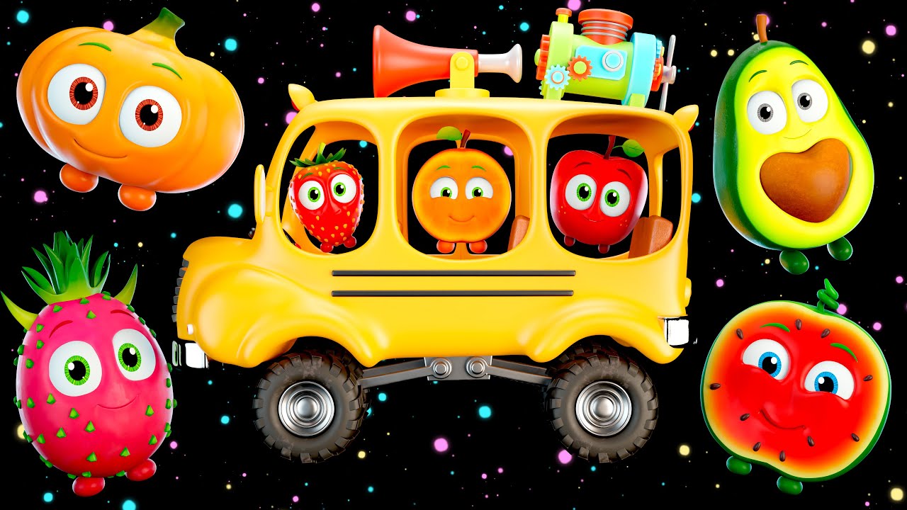 🚌🍉 Песня «Колёса автобуса» с весёлыми фруктами | Подборка сенсорных танцев и спокойной музыки для...