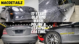 Wash, Decontamination, Polish & Ceramic Coating of a 17 Years Mercedes E55 AMG. Auto Detailing. ASMR