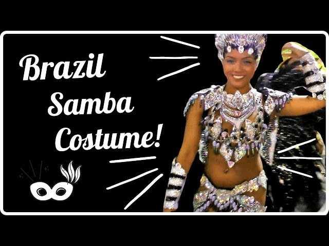 Three woman dancing in costumes, Brazilian Carnival Samba Dance