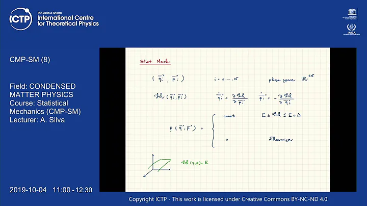 Statistical Mechanics (CMP-SM) Lecture 8
