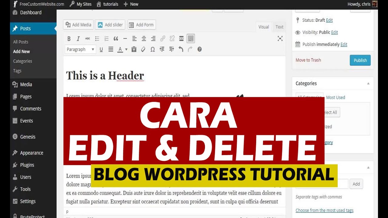 Wordpress Tutorial #04 | Cara Membuat New Post, Edit & Delete - YouTube