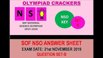 Answer key of Science Olympiad NSO 2019-20 Set B Class 1 to 12.