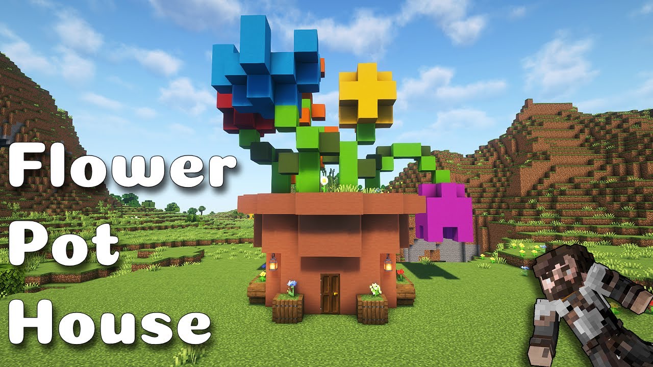 Обучающее видео по созданию домика-цветочного горшка в Minecraft (как построить)