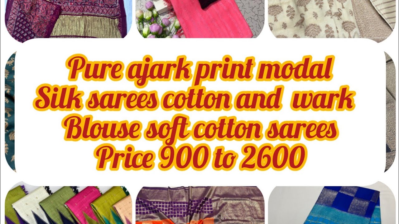 Pure ajrak modal sarees and cotton sarees. Order to WhatsApp only