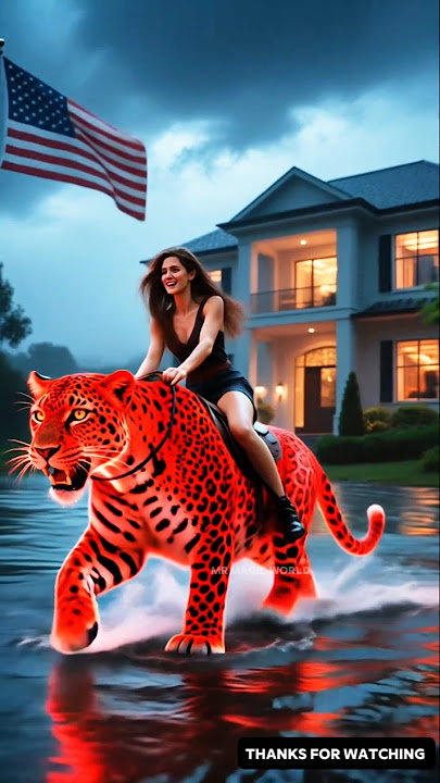 Girl Rescued From Severe Floods By Leopard 🐆😭 #leopard #ai #shortsfeed