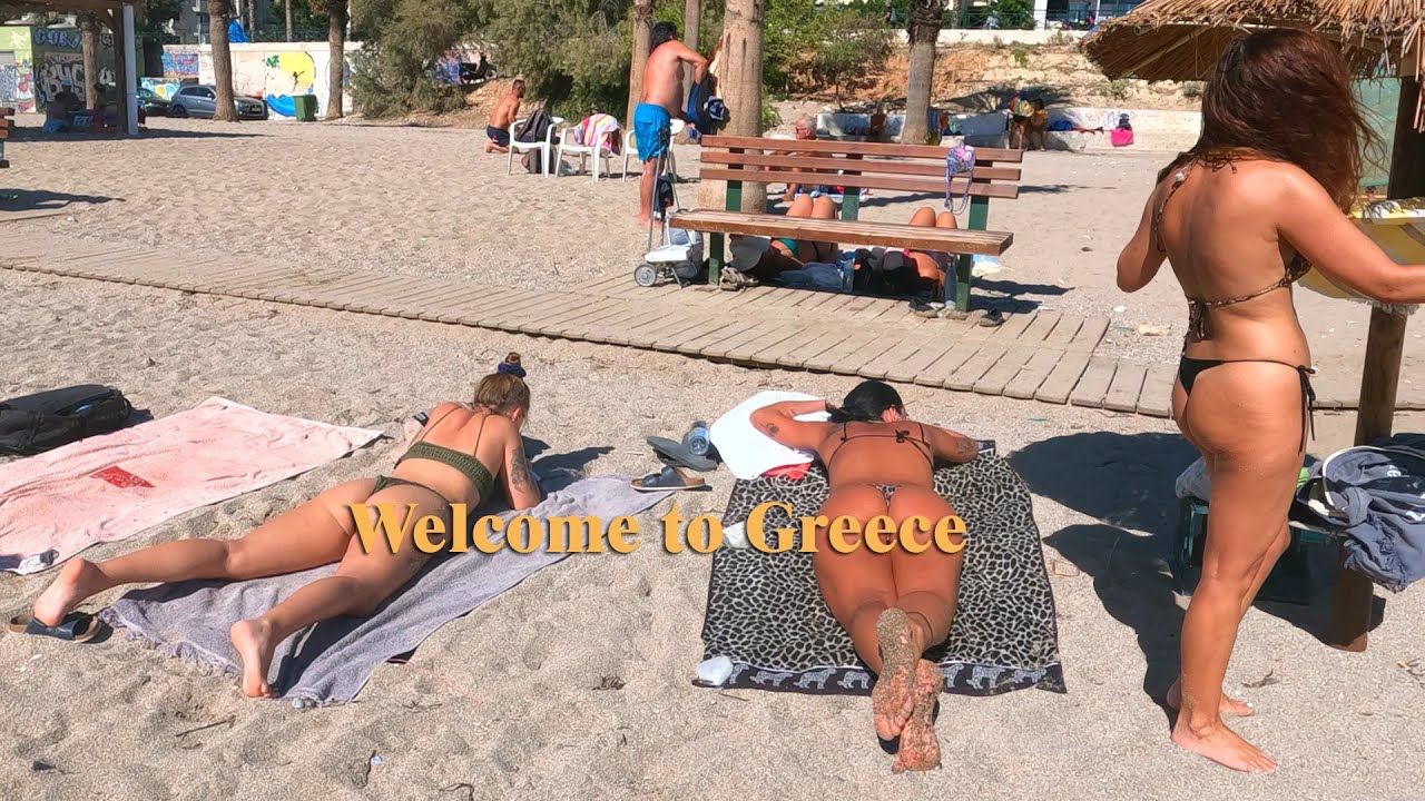 BEACH WALK GREECE🏖️bikini beach🏖️SUMMER PARADISE BEACH