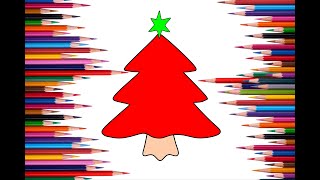 How To Make A Chirldar Christmas Tree Coloring Pages Drawing For kids | Tutorial Coloring Book