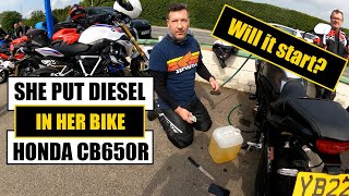 SHE PUT DIESEL IN HER HONDA CB650R (will it start?)