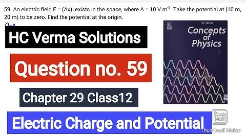 An electric field E
=
i
Ax exists in the space, where
A = 10 V m −2
. Take the potential at 10 m, 20