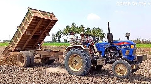 Eicher 551 Range tractor fully loaded trolley by JCB 3DX Machine | Tractor and JCP videos | CTMV|
