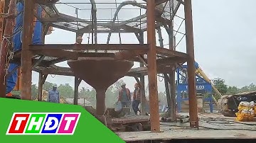 Hoàn tất thi công cọc đầu tiên trụ tháp chính cầu Mỹ Thuận 2 | THDT