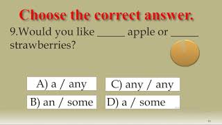 English Grammar Practice:Test#20:A/an /some:Much/many: polite requests: countable/uncountable nouns