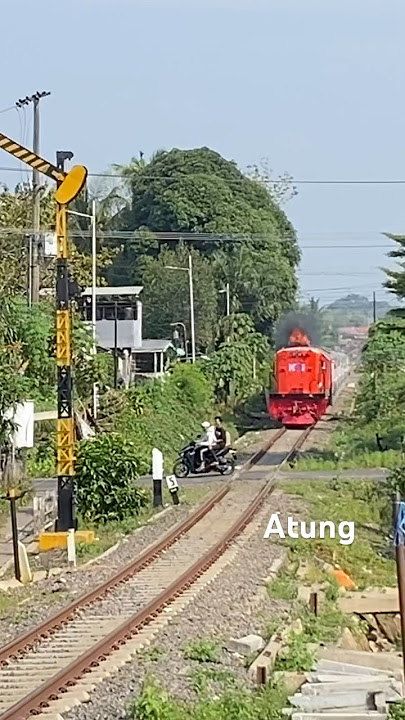 Akibat menantang kereta api lokomotif ini langsung mengeluarkan Api ! #sepur #railway #train #fyp