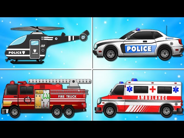 Fire Truck Police Car Emergency Vehicles and Ambulance Garage Car for Kids class=