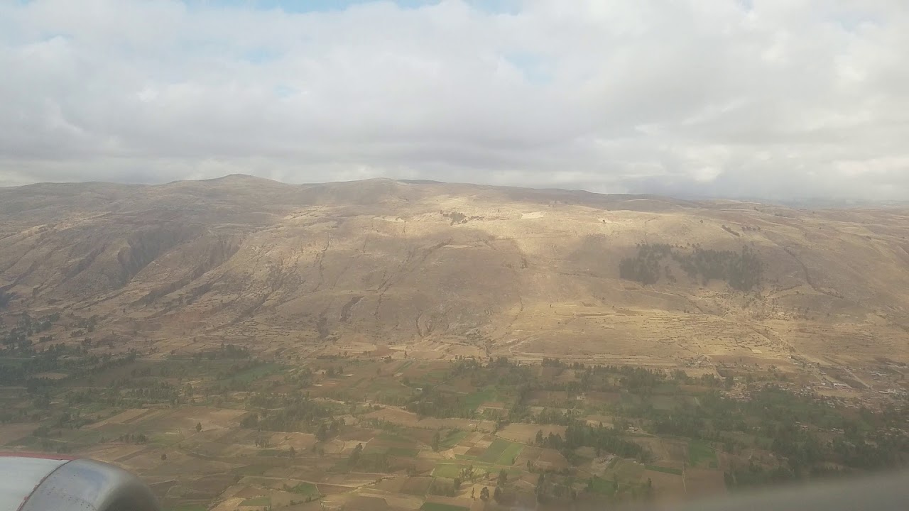 Landing at airport Francisco Carle. Jauja junin  from lima Peru. Peruvian airlines