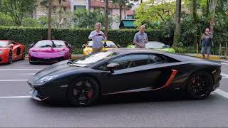 64 Lamborghinis meet at Shangri-la Hotel!! Revs and bulls entering | Lambo Club SG CNY Lo Hei