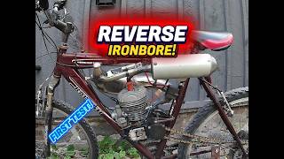 REVERSE Woodpecker! First Test Ride! #motorizedbike #bike #bicycle #motorcycle #2stroke #viral